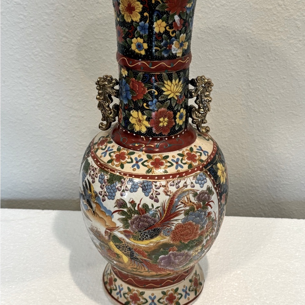 Chinese Antique Double Handle Porcelain Hand Painted Baluster Vase 16 in… - Picture 6 of 12